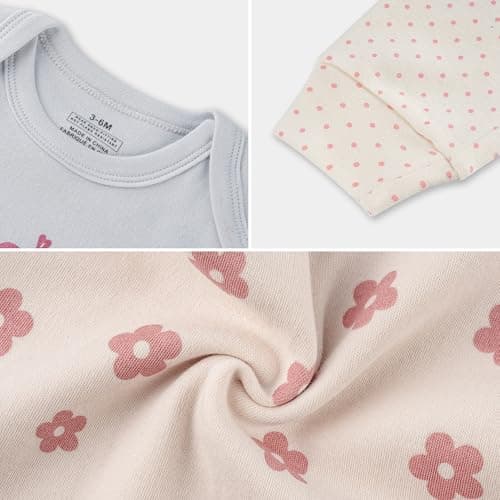 MEYSAHO Baby Newborn Layette 10-Piece Set Cotton Bodysuits Long Sleeve Pants Sets Baby Boys Girls Toddler Unisex Baby Gift Sets Flowers for 3 6 Months - Thumbnail 6