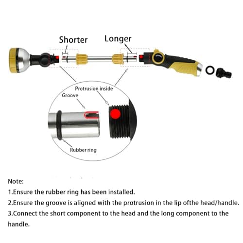 HaloAmily 17.5" Multi-Pattern Watering Wand with Thumb Control & 180° Water Nozzle | 8 Spray Modes for High-Pressure Cleaning, Pet Bathing, Gardens, Hanging Baskets | Fits Standard Garden Hoses - Thumbnail 5