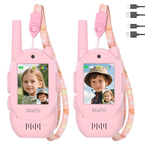 Mafiti Video Walkie Talkies for Kids 2 Pack Rechargeable 1000 Feets Range Toys for 3 4 5 6 7 8 Year Old Boys Girls Birthday Gifts(Pink+Pink) - Image 1