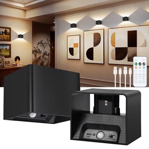 Aialun Motion Sensor Wall Light 5000mAh Battery Operated,Rechargeable Wall Sconce Set of 2 Wireless Closet Light,3CCT & Dimmable Up and Down Night Lights Magnetic Stair Lights for Bedroom Hallway - Image 1