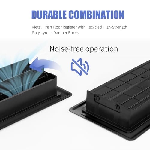 Floor Register 4x10, Floor Vent Covers for Home Floor, Sidewall, Heavy Duty Steel Walkable Floor Grates, Adjustable Air Vent Covers Rust Proof Finish, 4" x 10'' Floor Vent, 6 Pack, Black - Thumbnail 4