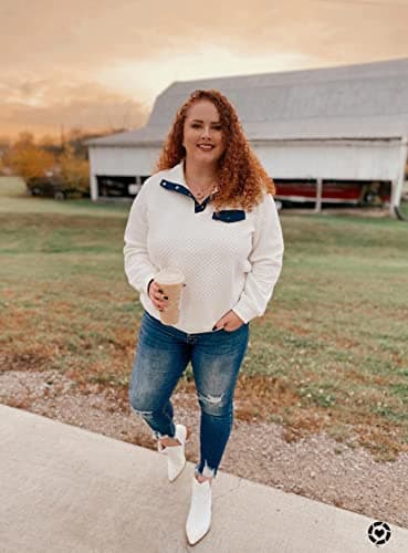 BTFBM Women Fashion Sweatshirts 2026 Quilted Pattern Lightweight Zipper Long Sleeve Casual Pullover Tops Outfits Clothes(Pure White, Small) - Thumbnail 3