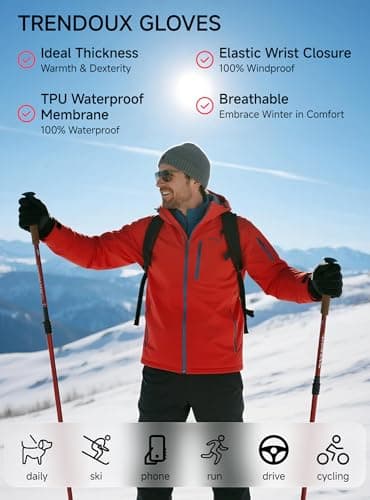 TRENDOUX Winter Gloves for Men Women Size Small - Touchscreen Fingers Thin Warm Tech with Anti-Slip 3M Grip, Lightweight Insulated Liner for Extreme Freezing Cold Weather, Indoor Outdoor Work Mitten - Thumbnail 6