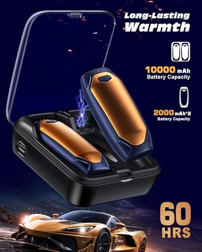 Kesguar Hand Warmers Rechargeable - 2 Pack 14000mAh AI Electric Hand Warmers with Charging Case, Magnetic 2 in 1 Pocket Handwarmers, Portable Heater Gifts for Women/Men/Golf/Camping/Hunting - Thumbnail 2