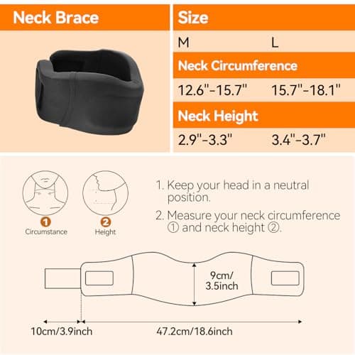 Goldeer Neck Brace for Sleeping, Soft Foam Cervical Collar Neck Support Brace, Keep Vertebrae Stable for Relief of Cervical Spine Pressure for Women & Men(Medium) - Thumbnail 6