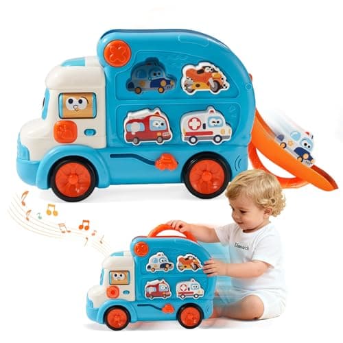 Dimoarch Toddler Toys for 1 2 Year Old Boy Girl Gift, 3 in 1 Early Learning Toy Cars for Toddlers 1-3, Birthday Gift for 18 Month Old Toddler Boy Girl Toy