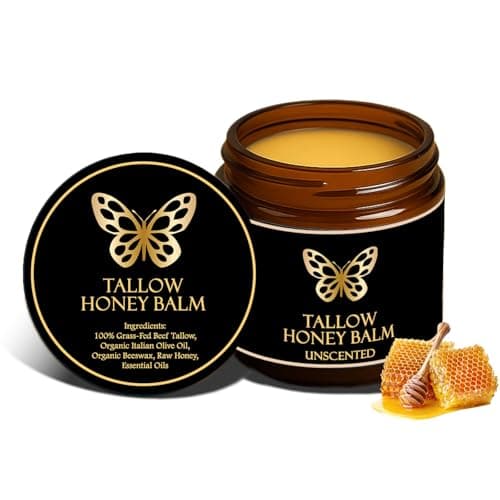 COMFORTENA Tallow Honey Balm, Natural Organic Beef Tallow Balm with Raw Honey, Moisturizing Cream for All Skin Types (1Pc, Unscented)