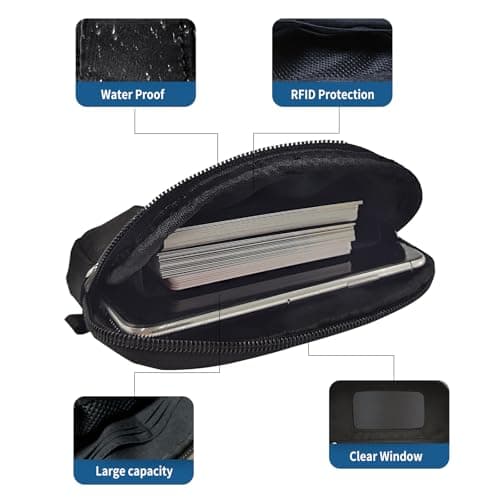 XC-Kluyr Clip&Go Strap for Phone with Wallet Crossbody Detachable Zippered Pouch&Phone Lanyard,RFID IDWindow & Card Slots (Black Fabric) - Thumbnail 2