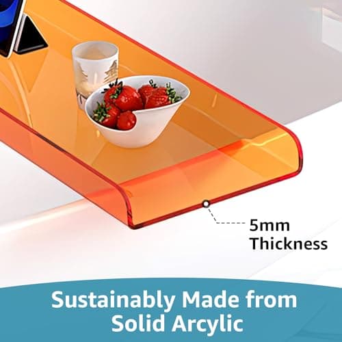 Cumeysnon Clear Acrylic Bathtub Tray Luxury Bath Tub Tray Caddy for Tub Waterproof Bathtub Shelf Organizer Bathroom Accessories Spa Relaxation Housewarming Gifts New Mom Gifts (39",Orange) - Thumbnail 5