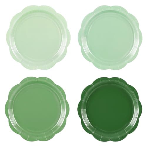 NatNarr 48 Pcs Sage Green Scalloped Paper Plates, 9" Disposable Dessert Dinner Plates Sage Green Cute Party Supplies for St. Patrick's Day Bridal Baby Shower Wedding Tea Party - Image 1