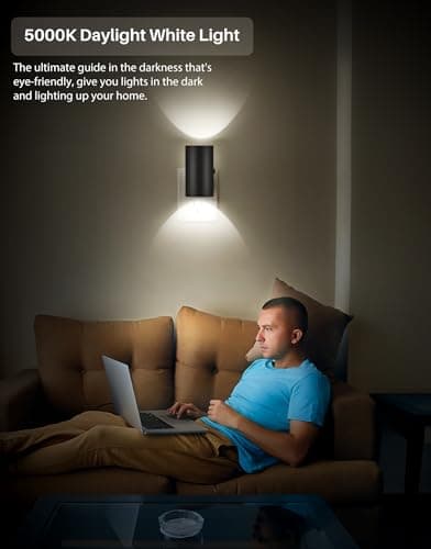 Night Lights Plug into Wall, LED Plug in Night Light with Light Sensor, 0-100LM Adjustable Brightness Wall Light, 5000K Daylight White, 2Pcs Dimmable Automatic Night Light for Hallway Bedroom Stairway - Thumbnail 4