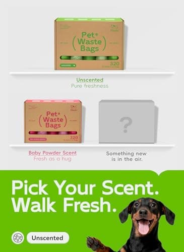 Pikoto Dog Poop Bags Rolls, 320 Count (20 Refills) - 60% Recycled Plastic Unscented - Leak Proof, Extra Thick Waste Bag with Easy-Peel Sticker (Green) - Thumbnail 6