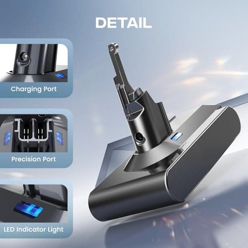 Guckax Upgraded 8000mAh V8 Battery Replacement, 21.6V V8 Animal Battery Replacement, Compatible with V8 Absolute V8 Motorhead V8 Fluffy SV10 Carbon Fiber Vacuum Cleaner - Thumbnail 4