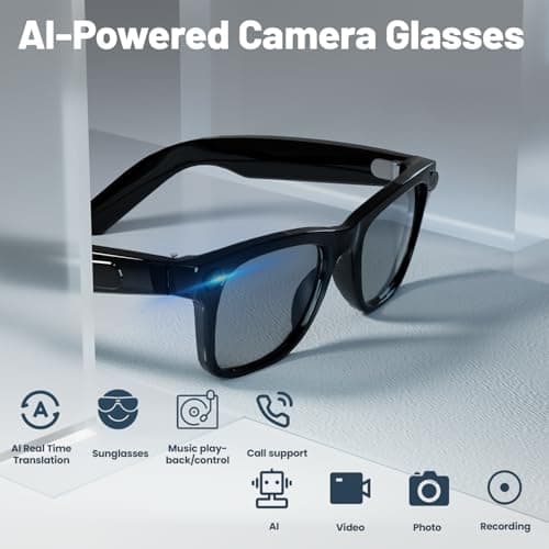 Aspect Living AI Smart Glasses with 8MP Camera, 1080P Video Recording, Real-Time Voice Translator, Open-Ear Audio, Bluetooth & Voice Assistant, Wearable Camera Glasses for Travel, Sports, Meetings - Thumbnail 2
