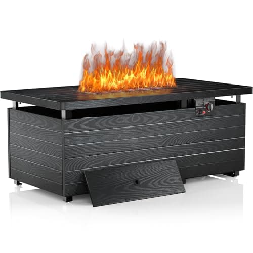 Cowsar 50 Inch Propane Fire Pit CSA-Listed Outdoor Fire Pit Table, 50,000 BTU Steel Gas Fire Pits with Adjustable Flame, 4-in-1 FirePit Table for Patio Deck Garden Backyard, Black - Image 1