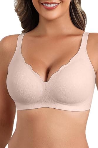 Avidlove Women's Wireless Bras Seamless Bra Full Coverage Lace Tshirt Everyday Bra Dark Violet Small - Image 1