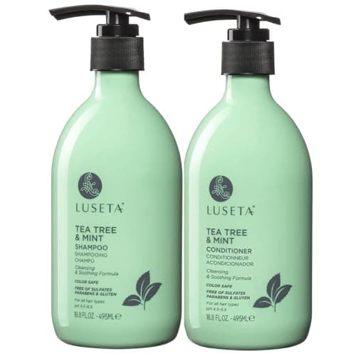 LUSETA Tea Tree Mint Shampoo and Conditioner for Hair Cleaning, Clarifying with Lavender, Tea Tree & Peppermint Oil, Soothe the Scalp, Fight Itchy, Hydrating for Women and Men, 16.8oz*2 - Image 1