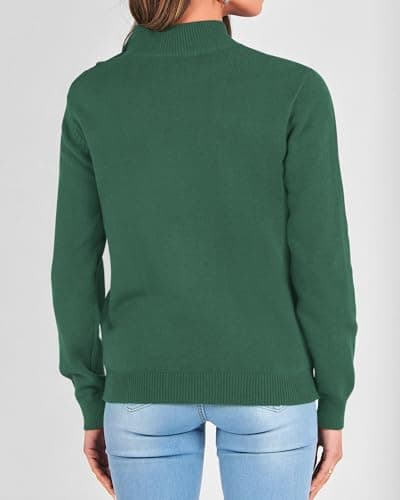 KIRUNDO Fall Sweaters for Women 2026 Striped Turtleneck Ribbed Knit Sweater Trendy Pullover Jumper Winter Fashion Clothing(B-Green, Small) - Thumbnail 2