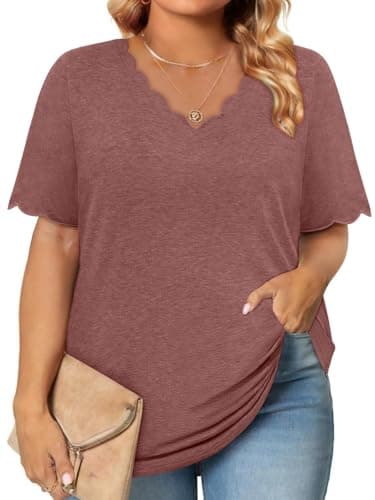 Womens Plus Size Clothes Fashion Clothing Boho Summer Tops for Women Dress Shirts Oversized Tshirts Trendy Going Out Workout Y2k Cute Tops Valentines Pilates Beach Vacation Travel Cruise Outfits Pink - Image 1