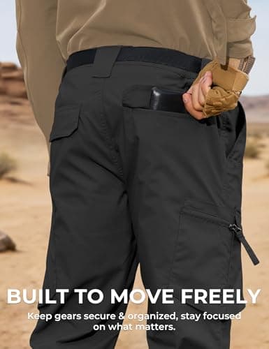 MOURCE Cargo Tactical Pants for Men - Breathable Work Pants for Men with 10 Pockets, Black 32 - Thumbnail 5