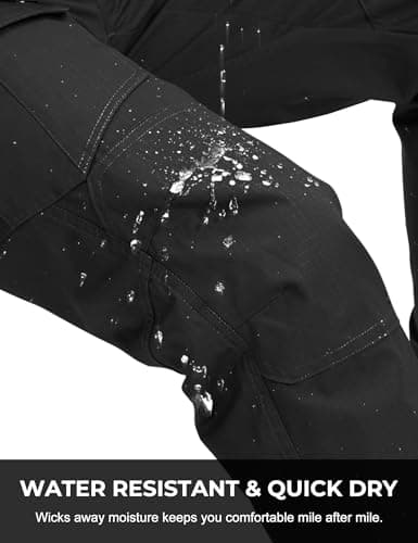 MOURCE Plus Size Tactical Pants for Men Water Resistant Quick Dry BDU Cargo Pants with 7 Large Pockets Ripstop Black 4XL 30" - Thumbnail 3