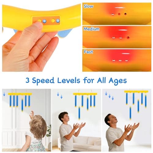 Karlstruyn Reflex Drop Sticks Challenge Game, Hand Eye Coordination Reflex Challenge Training Toy, 3 Adjustable Speed Modes, Catching Reflex Sticks for Kids and Adults - Thumbnail 4