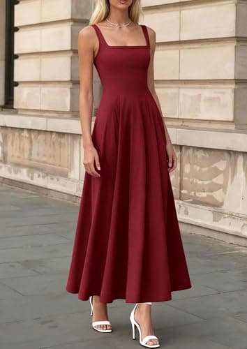 PRETTYGARDEN Cocktail Dresses for Women Formal 2026 Summer Sleeveless A Line Long Flowy Spring Wedding Guest Party Midi Dress (Burgundy,Small) - Thumbnail 3
