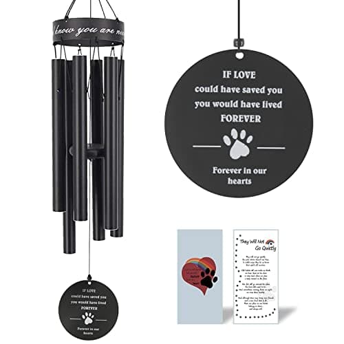 Pet Memorial Wind Chime, 30 Inches Paw Print Pet Remembrance Gift to Honor and Remember a Dog, Cat, or Other Pet, Premium Metal Wind Chime, Black - Image 1