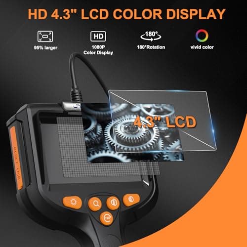 JYTONE Endoscope Camera with Light, 5.5mm Waterproof Borescope with 4.3" HD Screen, 16.5ft Semi-Rigid Cable for Automotive, Plumbing, Pipe Inspection - Thumbnail 3