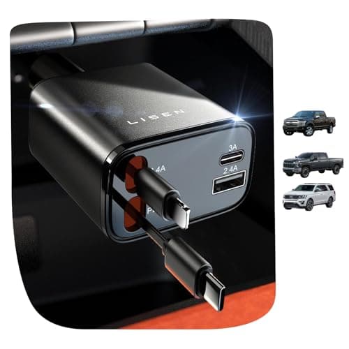 LISEN Long Retractable Car Charger 4 in 1 (47.2in Cable), 69W USB C Car Charger for Truck & Uber Drivers, Truck Accessories Fast Charging for iPhone 17 16 15 14 13 12 11 X Series, Uber Signs for Car - Image 1
