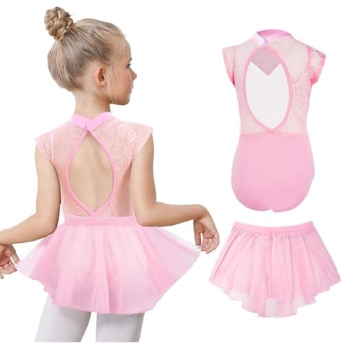 Gogokids Girls Ballet Leotards, Toddler Hollow Back Dance Dress with Removable Skirt Combo - Image 1