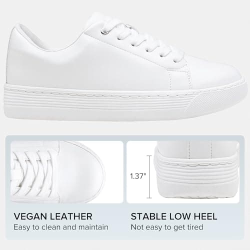 Vepose Women's Fashion Walking Sneakers, Comfortable Tennis Lace up Slip On 8012A Shoes, Size 8.5M US(CJY8012A White 08.5) - Thumbnail 5