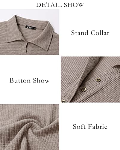 BTFBM Women Casual Button Down Fall Blouses 2025 Long Sleeve Solid Business Work Tops Cute Relaxed Fit Shirts(Solid Wine Red, Large) - Thumbnail 6