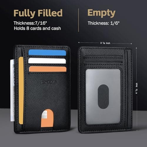 Espera Slim Minimalist Front Pocket Wallet for Men, RFID Blocking Credit Card Holder, Thin Travel ID Card Case, Gifts for Men - Thumbnail 3