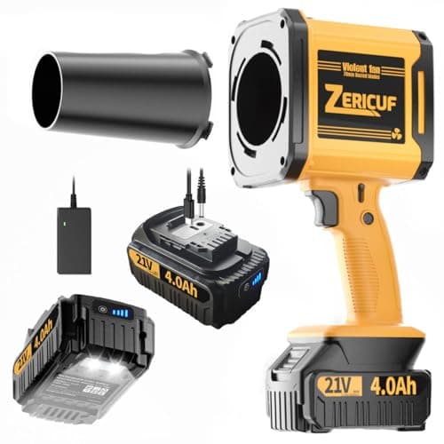 Leaf Blower Cordless with 2×4.0 Ah Battery and Charger[Battery with Outdoor LED Light+Stepless Speed Control] 21V 180MPH Handheld Electric Leaf Blower for Patio & Garden Dust Leaves CleaningCar Wash - Image 1