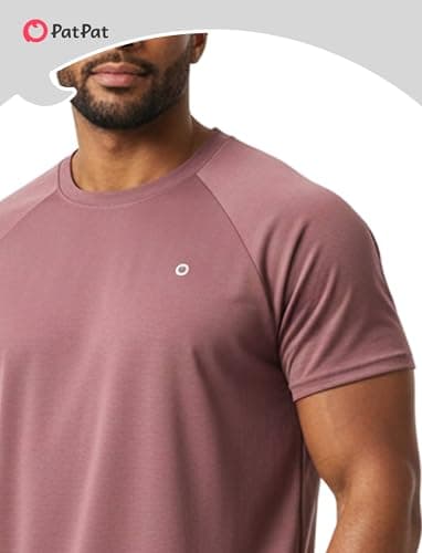 PATPAT Workout Shirts for Men Athletic Running Shirts Gym Quick Dry Short Sleeve Performance Moisture Wicking T Shirt, Red Brown, XXL - Thumbnail 5