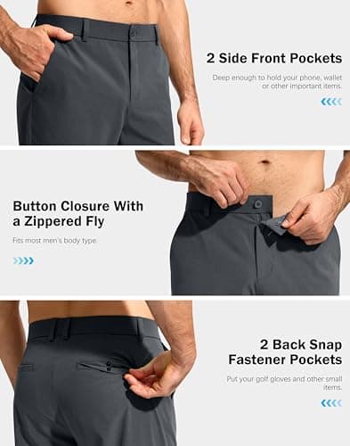 G Gradual Mens Golf Pants Stretch Dress Casual Pants 30"/32"/34" Lightweight Work Travel Slacks for Men with 4 Pockets(Oil Grey,L30.W34) - Thumbnail 6