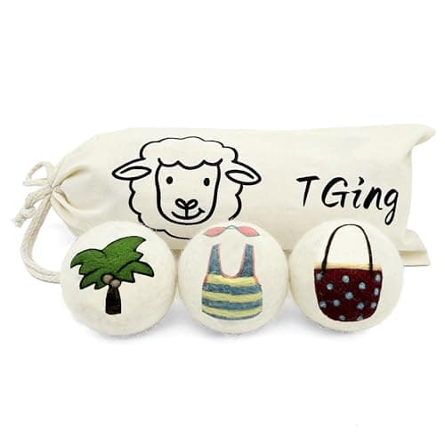 Tging Reusable Wool Dryer Balls, 3.2-inch Handmade Felted Wool Balls (3-Pack), Softens Clothes, Naturally Reduces Drying Time and Static Electricity - Image 1
