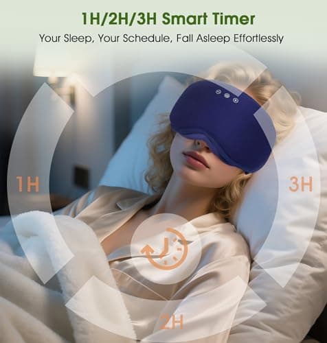 LC-dolida Bamboo Cotton Bluetooth Sleep Mask, 2 in 1 3D Soft Sleep Mask with Sleep Headphones, Sleep Eye Mask with Timming Setting, Blackout Sleeping Mask for Side Sleepers, Women Men, Navy - Thumbnail 5