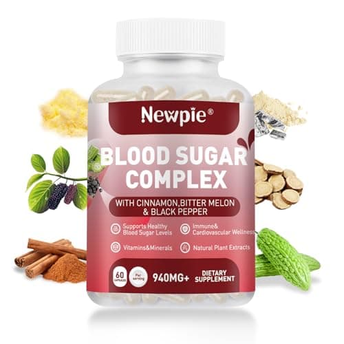Blood Sugar Complex Supplement – Supports Healthy Blood Sugar in Normal Range, Natural with 20 Active Ingredients Including Cinnamon, Bitter Melon, Fenugreek Seeds & Vitamins, Non-GMO, 60 Capsules - Image 1