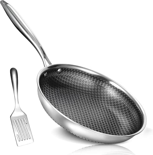 USELUCK 8 Inch Nonstick Frying Pan, Stainless Steel Skillet with Honeycomb Surface, Induction Compatible, Oven & Dishwasher Safe, PFAS-Free Cookware - Image 1