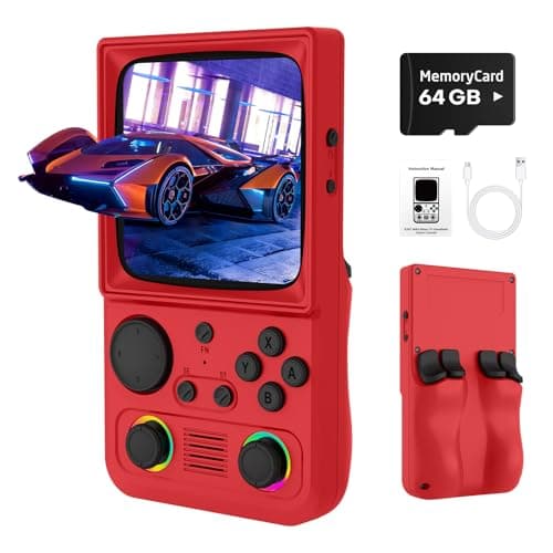 R36TMAX Retro Handhled Game Console, 4.0 Inch Retro Gaming Console with 4000mAh Battery, 64GB Preloaded with 18000+ Video Games, Portable Retro Game Console Supports WiFi Networked Fighting, Red - Image 1