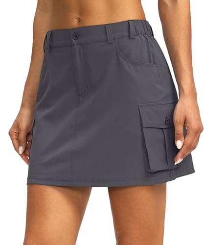 Women's Skort Cargo Skirt Golf Skirts 5 Pockets Lightweight Tennis Athletic Skirt for Summer Casual Hiking, Dark Grey, Small - Image 1