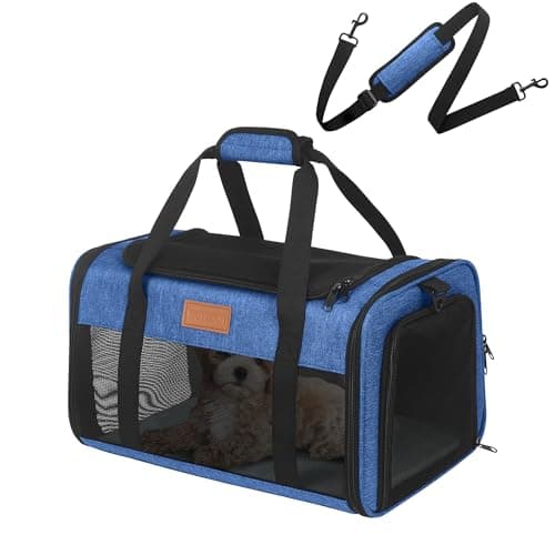 FOXFOCUS Pet Carrier Airline Approved 17x11x9.5 in - Underseat, Top & Side Entry Soft Dog Cat Travel Carrier with Safety Zippers ＆ Anti-Scratch Mesh for Small Cat and Dog for Pets Up to 10 Lb - Blue - Image 1