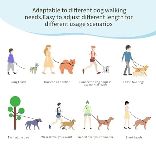 AIRUIDOG Hands Free Dog Leash, 4.25FT - 9FT Multifunctional Crossbody Waist Leash for Dogs Walking Reflective Running Dog Leashs for Medium and Large Dogs Walking,Jogging,Running,Training (Blue) - Thumbnail 3