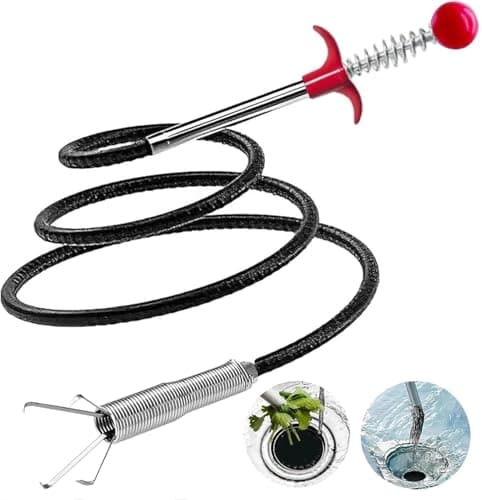 Ehigta 76 Inch Drain Snake Upgraded Ball Knob – Toilet Snake Flexible Grabber Claw for Clog Remover & Pick Up Items