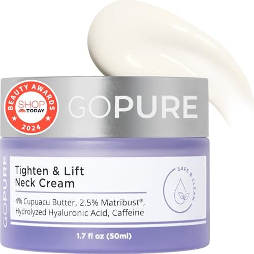 goPure Tighten & Lift Neck & Chest Moisturizer Cream for Visibly Firming, Tightening and Lifting Wrinkles & Crepey Skin, 1.7oz - Image 1