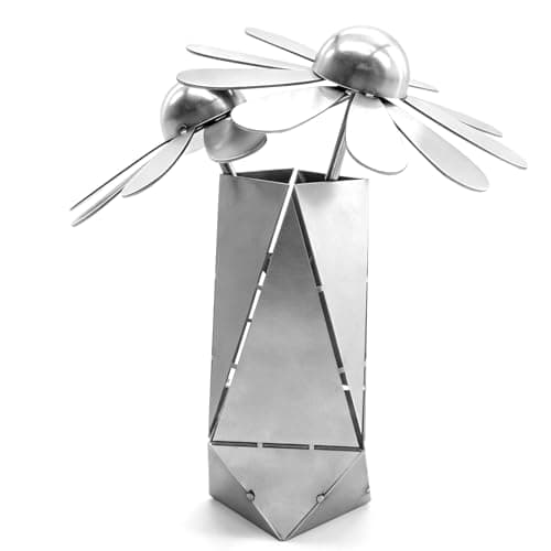CMLDGIA Two 3D Daisies and One Vase Welding Practice Kit for Beginners DIY 201 Stainless Steel Welding Project Metal Art Coupons for Tig Mig Welding Projects Metal Craft Kit (3D Daisy Style) - Image 1