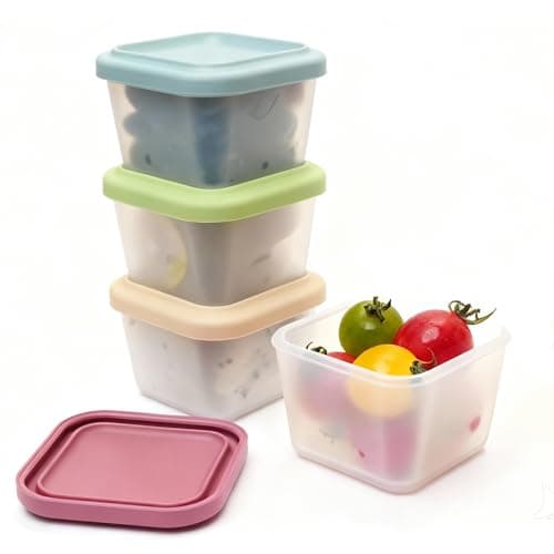 LGTLEBES Silicone Food Storage Containers with Lids 5 oz Reusable Small Snack Containers Bento Lunch Snack Pots for Adults & Kids Meal Prep Containers BPA Free 4 Pack Microwavable - Image 1