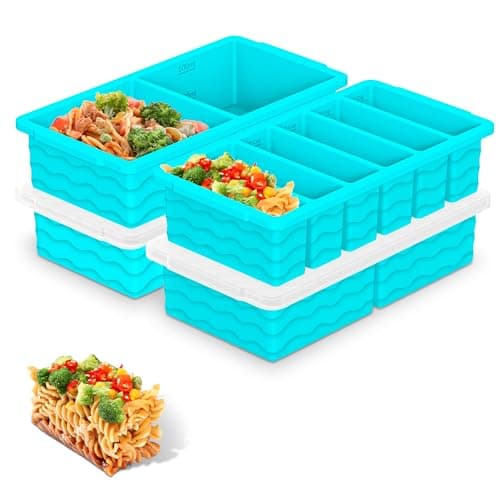 4-Pack Silicone Freezer Trays with Lid,2*【2 Large 2-Cup(500ml)&6 Small 1/2-Cup(125ml)】Soup Freezer Container Molds,Ice Cube Tray For Meal Prep&Freezing Soup,Stews,Sauces,Oven&Dishwasher-Safe